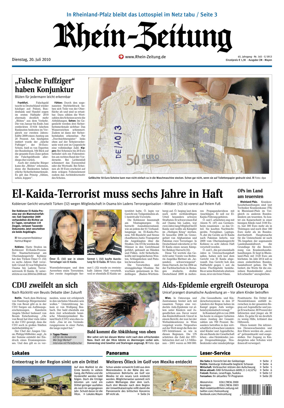 Rhein-Zeitung Andernach & Mayen vom Dienstag, 20.07.2010
