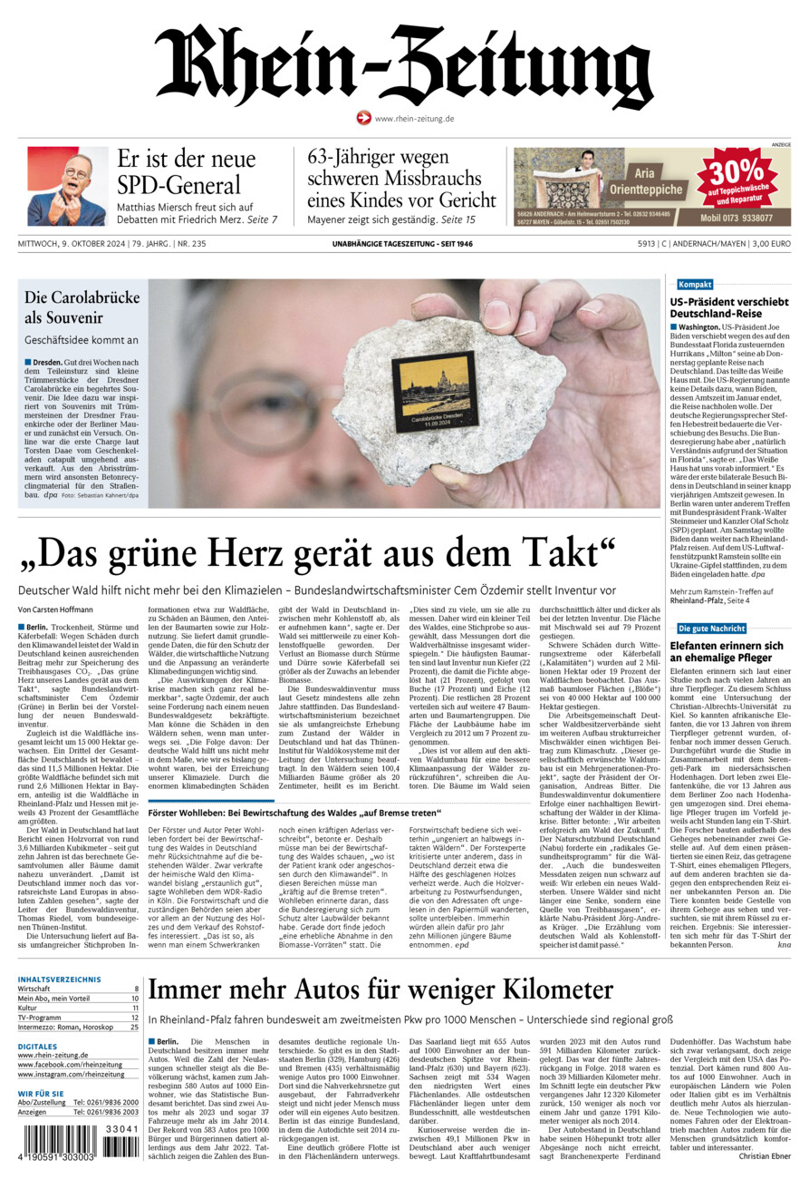 Rhein-Zeitung Andernach & Mayen vom Mittwoch, 09.10.2024