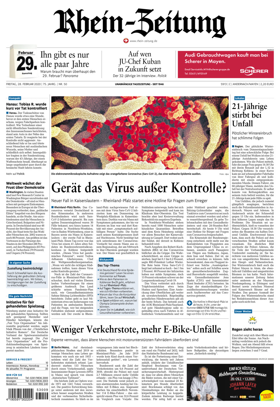 Rhein-Zeitung Andernach & Mayen vom Freitag, 28.02.2020