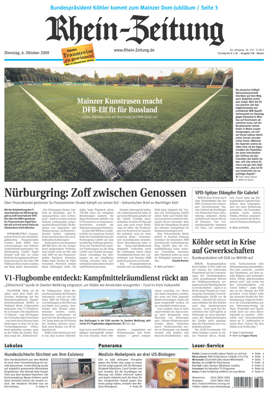 Rhein-Zeitung Andernach & Mayen vom Dienstag, 06.10.2009