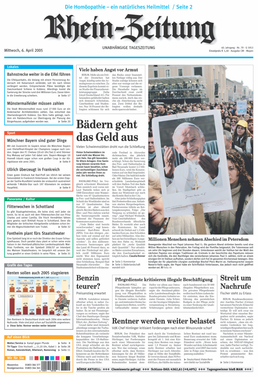 Rhein-Zeitung Andernach & Mayen vom Mittwoch, 06.04.2005