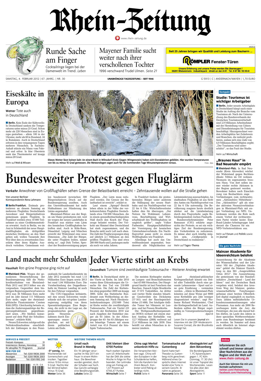 Rhein-Zeitung Andernach & Mayen vom Samstag, 04.02.2012
