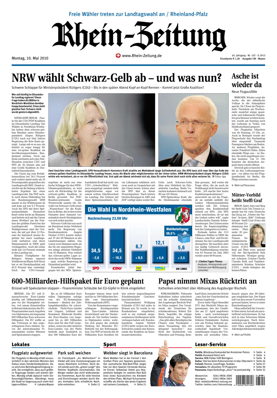 Rhein-Zeitung Andernach & Mayen vom Montag, 10.05.2010