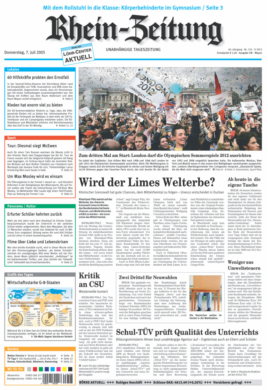 Rhein-Zeitung Andernach & Mayen vom Donnerstag, 07.07.2005