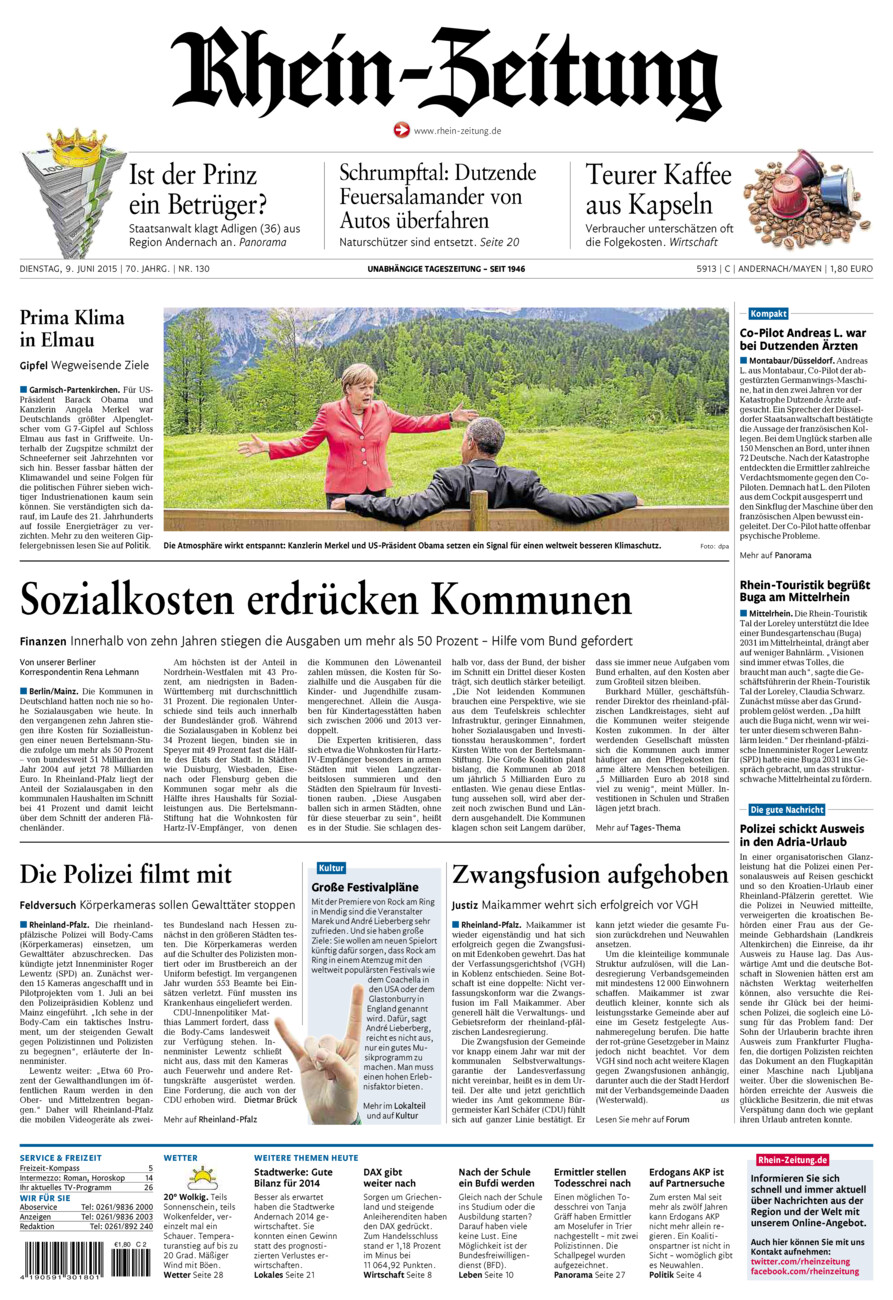 Rhein-Zeitung Andernach & Mayen vom Dienstag, 09.06.2015