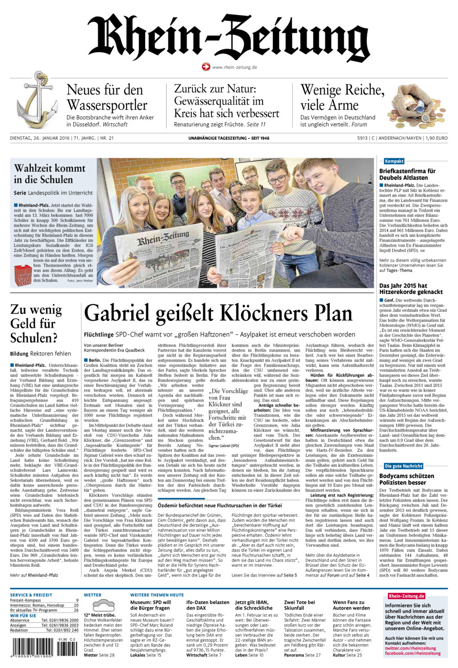 Rhein-Zeitung Andernach & Mayen vom Dienstag, 26.01.2016