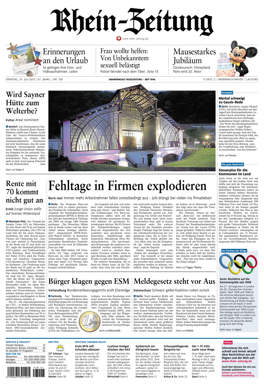 Rhein-Zeitung Andernach & Mayen vom Dienstag, 10.07.2012