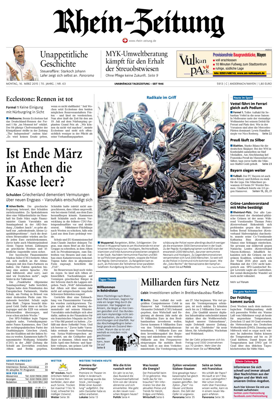 Rhein-Zeitung Andernach & Mayen vom Montag, 16.03.2015