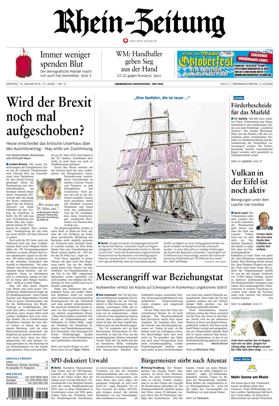 Rhein-Zeitung Andernach & Mayen vom Dienstag, 15.01.2019