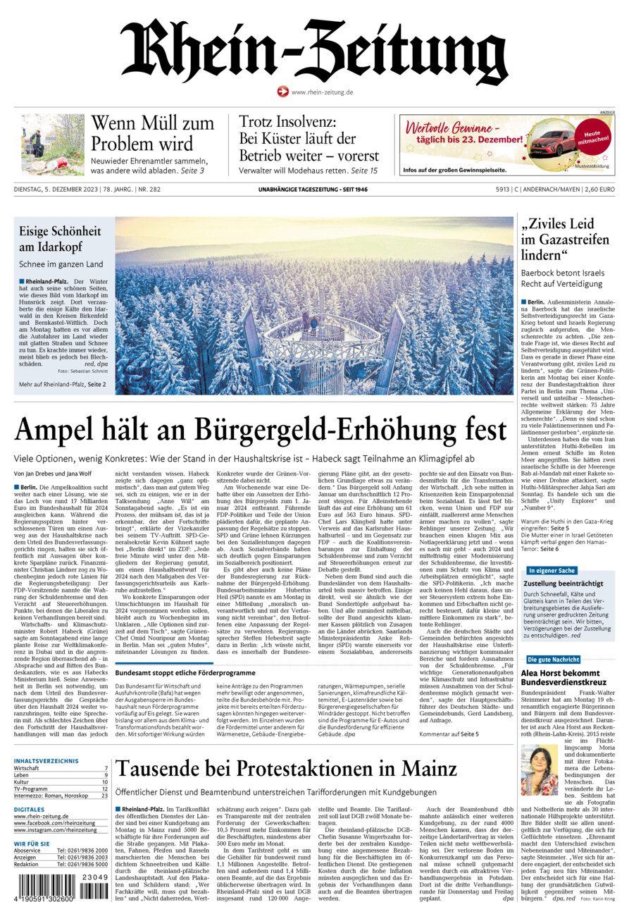 Rhein-Zeitung Andernach & Mayen vom Dienstag, 05.12.2023