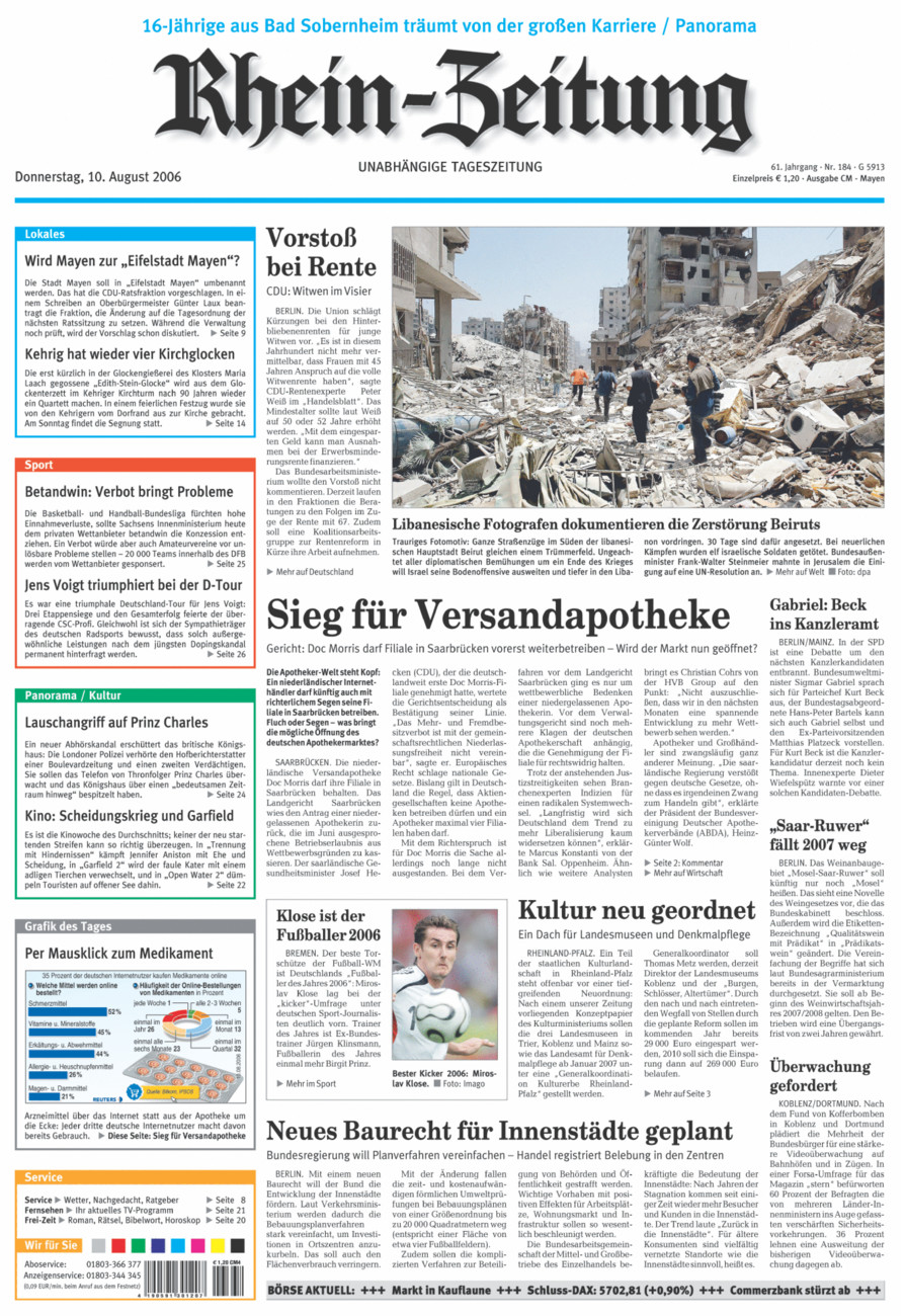 Rhein-Zeitung Andernach & Mayen vom Donnerstag, 10.08.2006