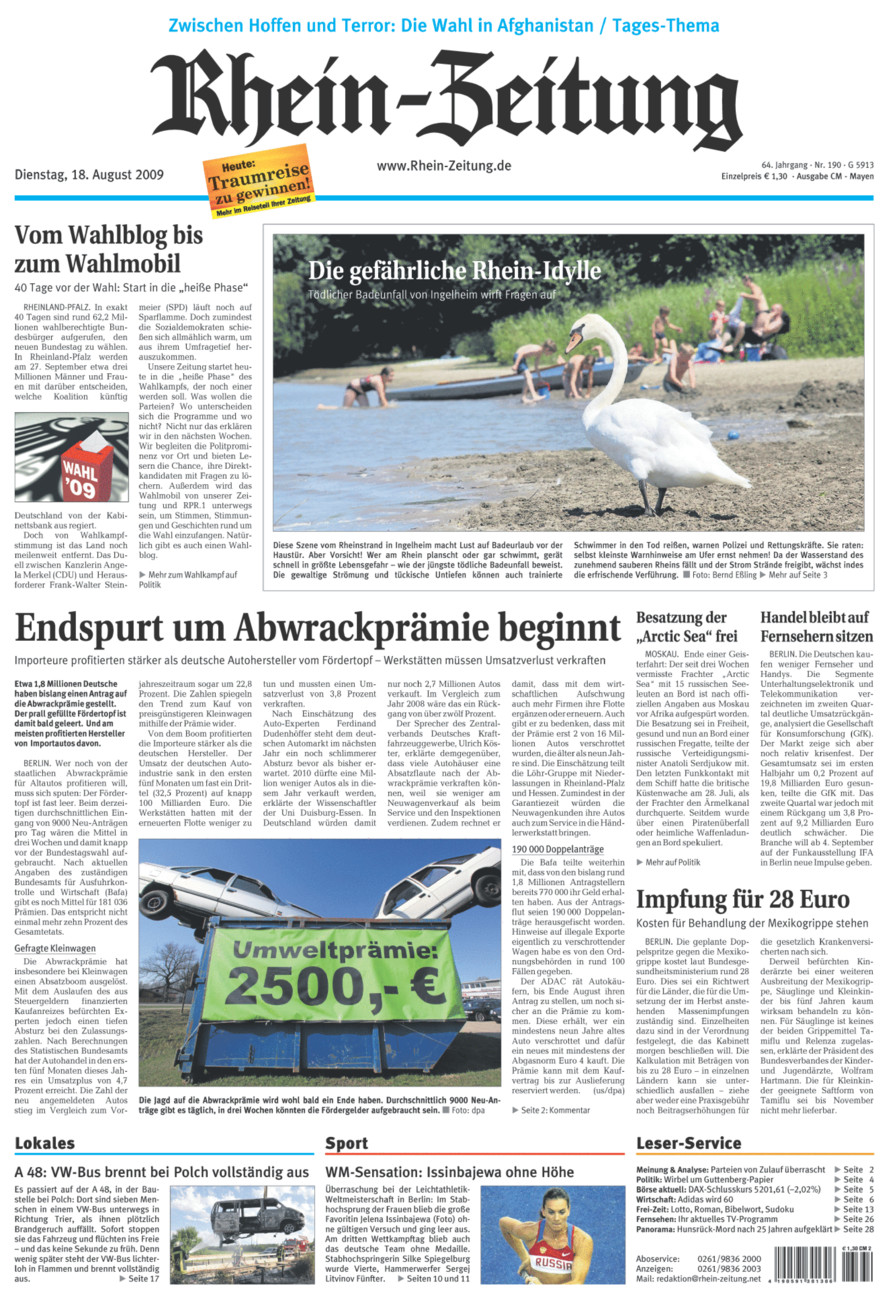 Rhein-Zeitung Andernach & Mayen vom Dienstag, 18.08.2009