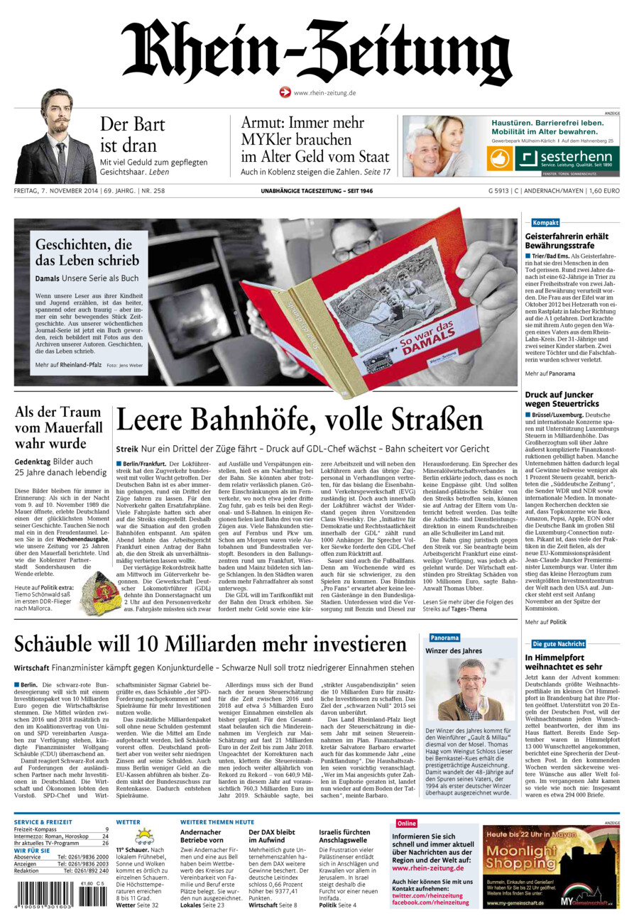 Rhein-Zeitung Andernach & Mayen vom Freitag, 07.11.2014