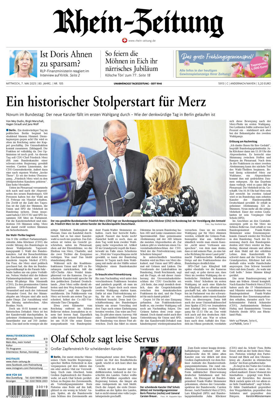 Rhein-Zeitung Andernach & Mayen vom Mittwoch, 07.05.2025