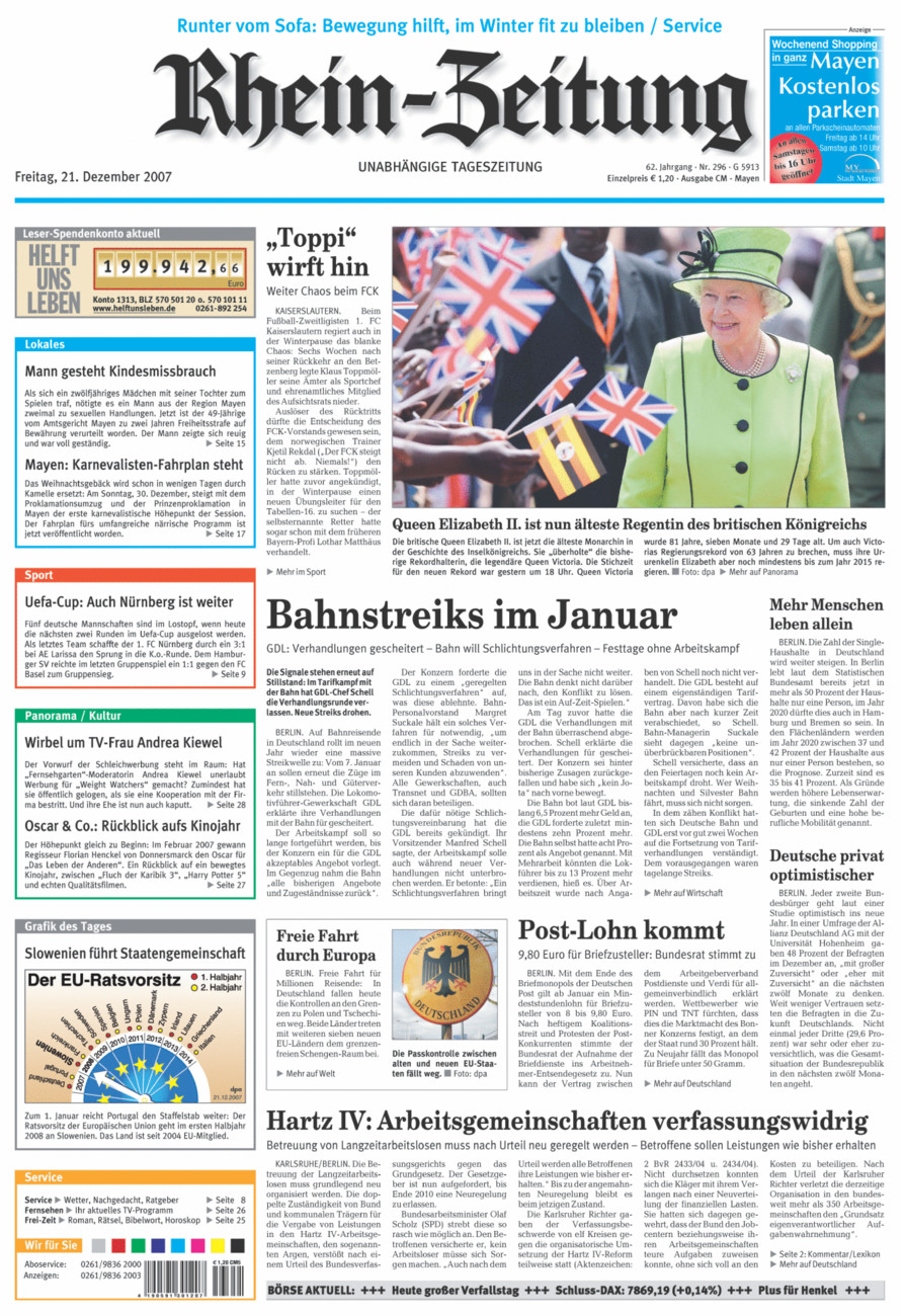 Rhein-Zeitung Andernach & Mayen vom Freitag, 21.12.2007