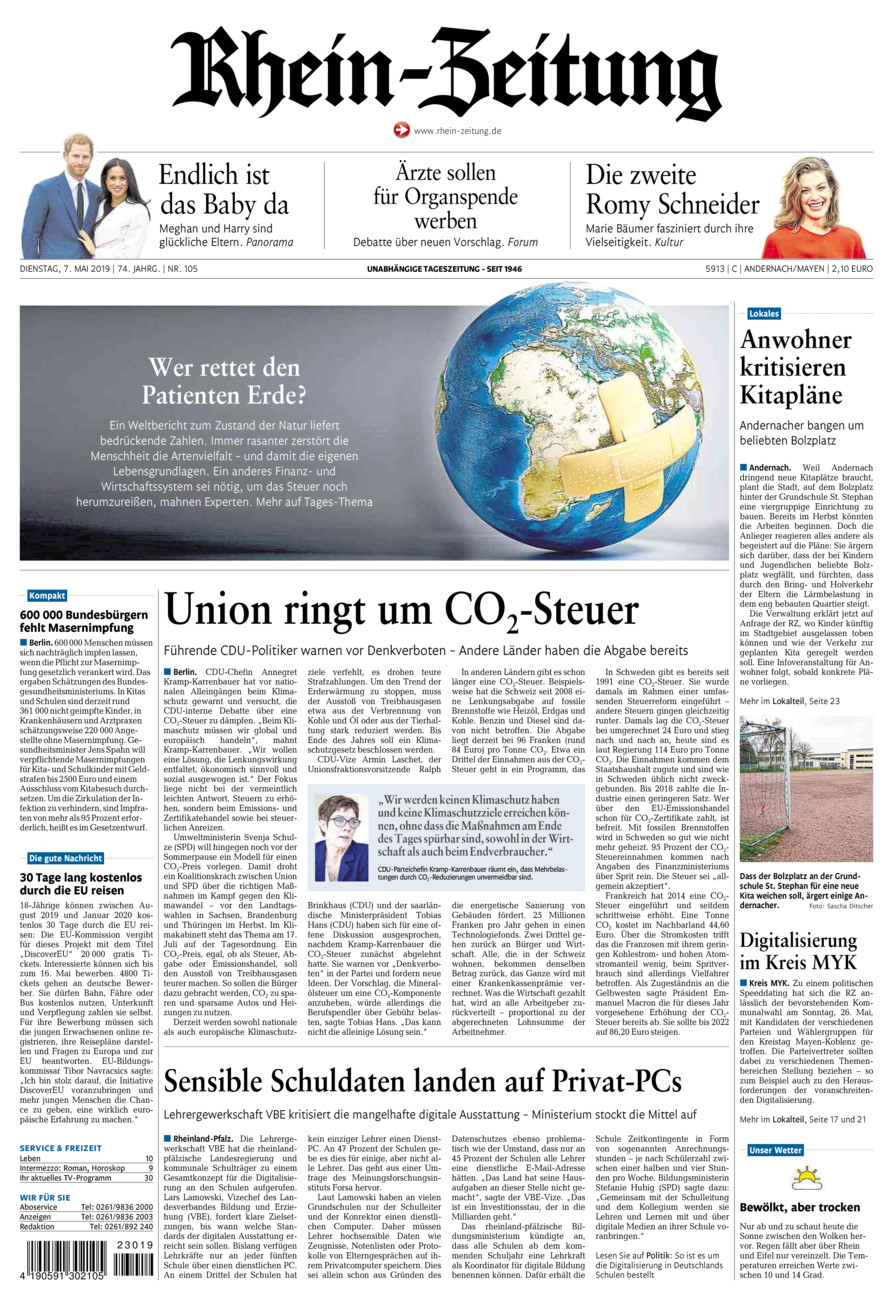 Rhein-Zeitung Andernach & Mayen vom Dienstag, 07.05.2019