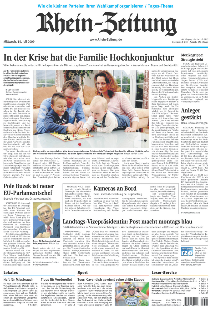 Rhein-Zeitung Andernach & Mayen vom Mittwoch, 15.07.2009