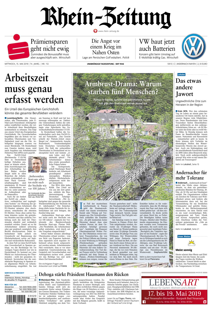 Rhein-Zeitung Andernach & Mayen vom Mittwoch, 15.05.2019