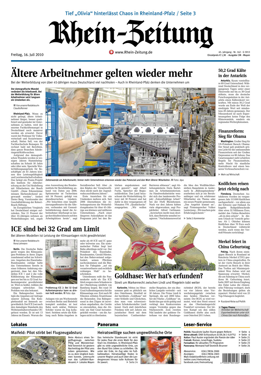 Rhein-Zeitung Andernach & Mayen vom Freitag, 16.07.2010