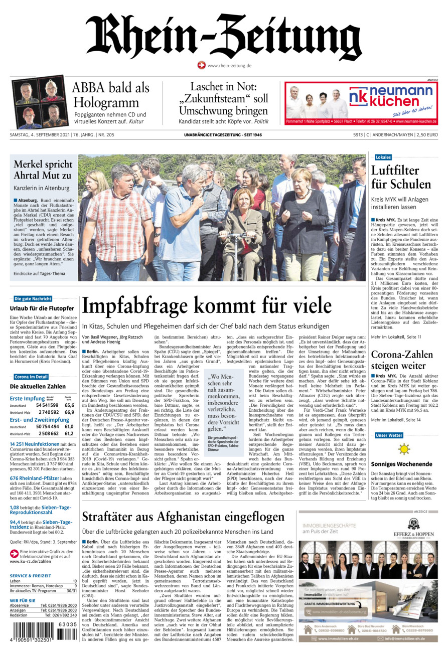 Rhein-Zeitung Andernach & Mayen vom Samstag, 04.09.2021