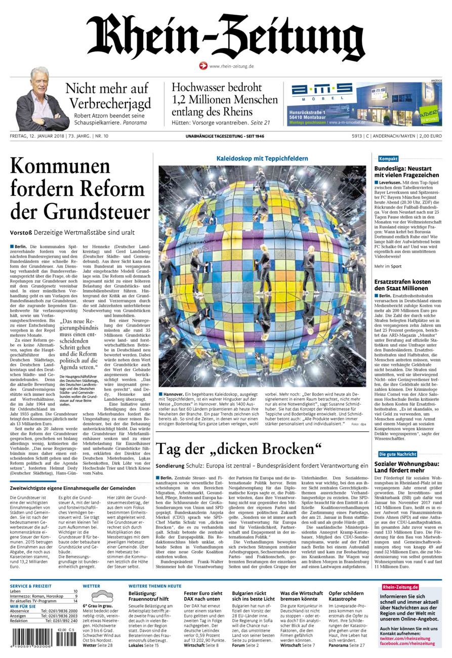 Rhein-Zeitung Andernach & Mayen vom Freitag, 12.01.2018