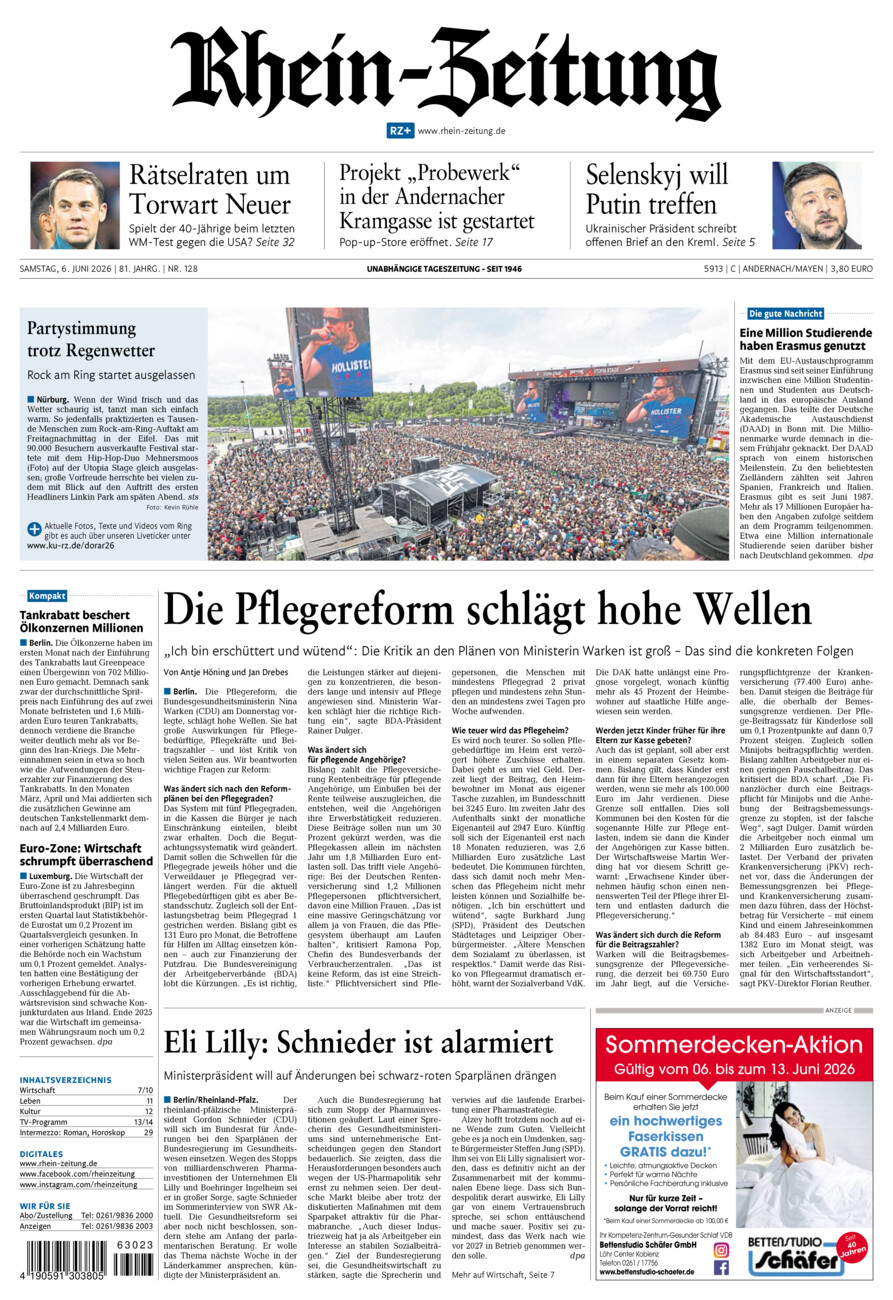 Rhein-Zeitung Andernach & Mayen vom Samstag, 06.06.2026