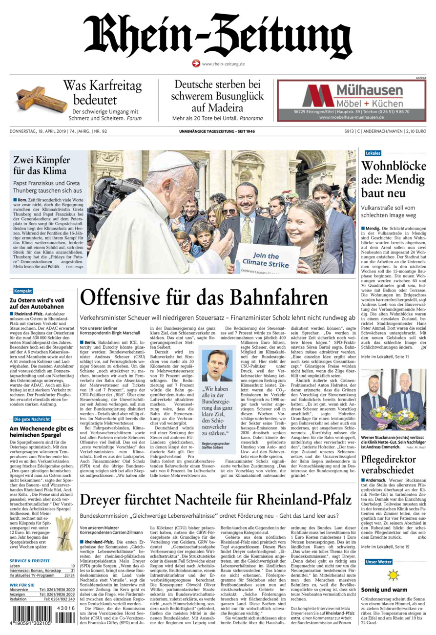 Rhein-Zeitung Andernach & Mayen vom Donnerstag, 18.04.2019