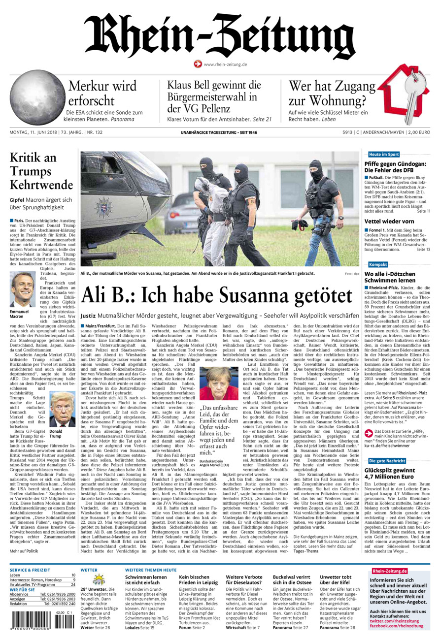 Rhein-Zeitung Andernach & Mayen vom Montag, 11.06.2018