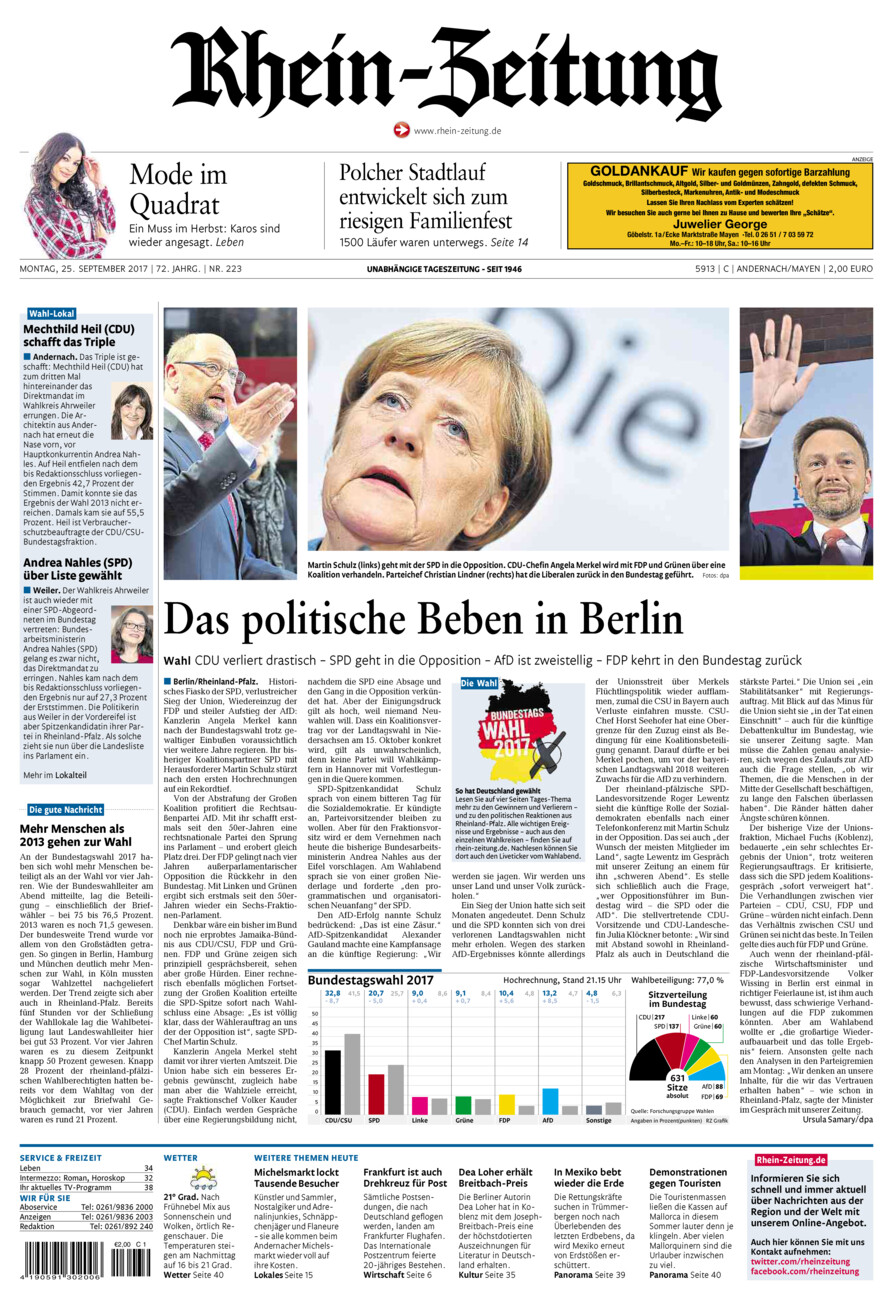Rhein-Zeitung Andernach & Mayen vom Montag, 25.09.2017