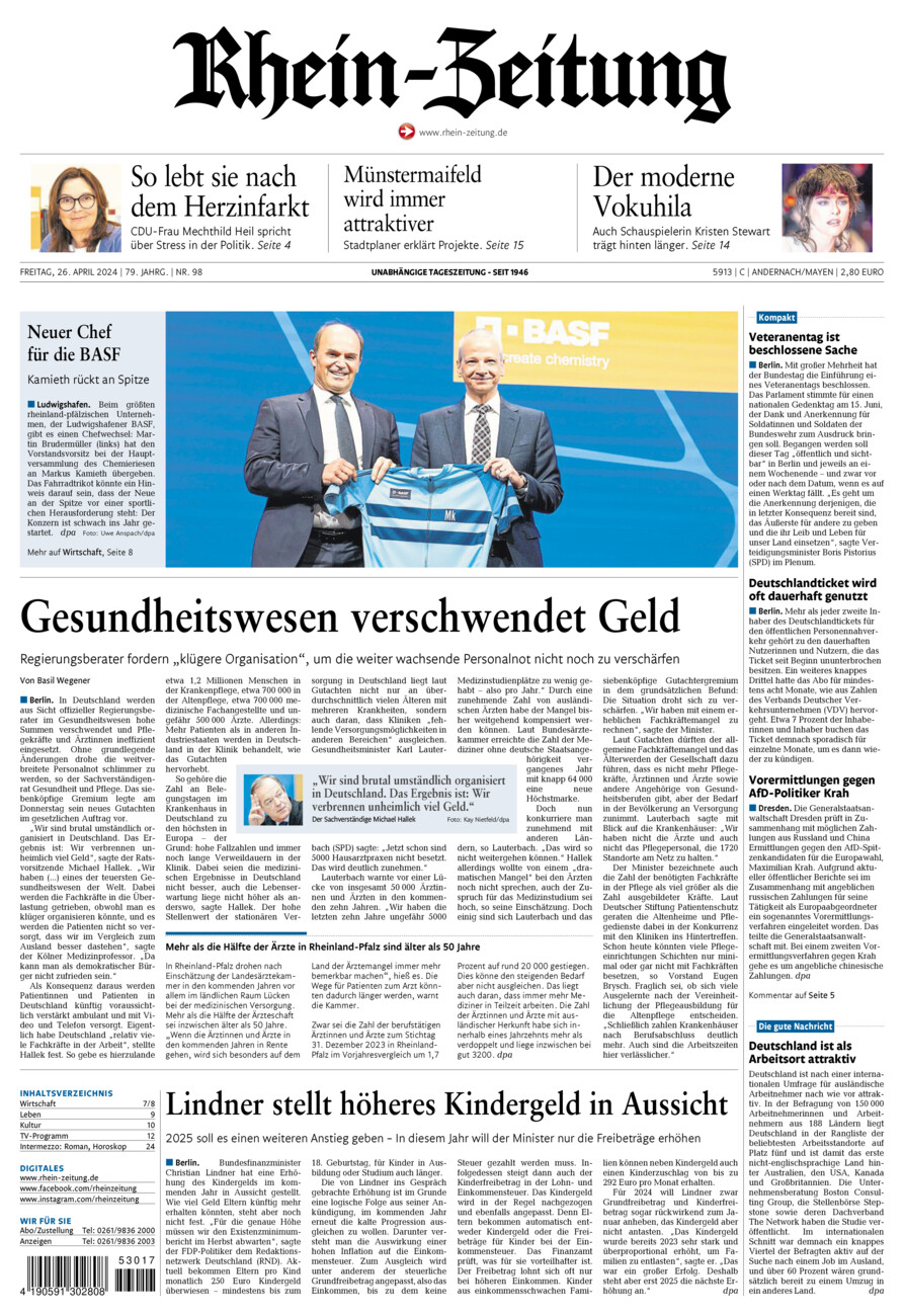 Rhein-Zeitung Andernach & Mayen vom Freitag, 26.04.2024