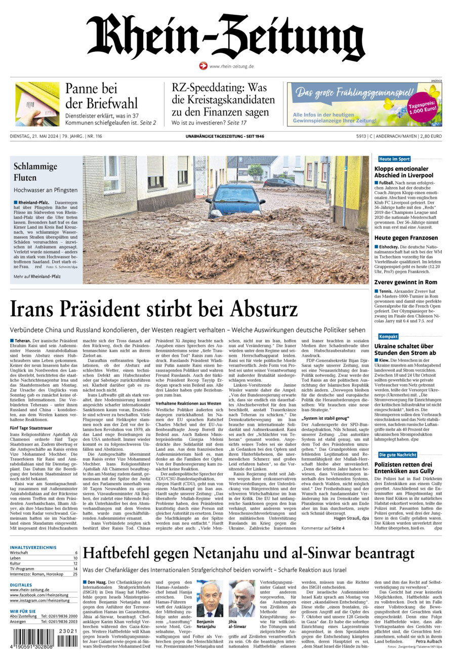 Rhein-Zeitung Andernach & Mayen vom Dienstag, 21.05.2024