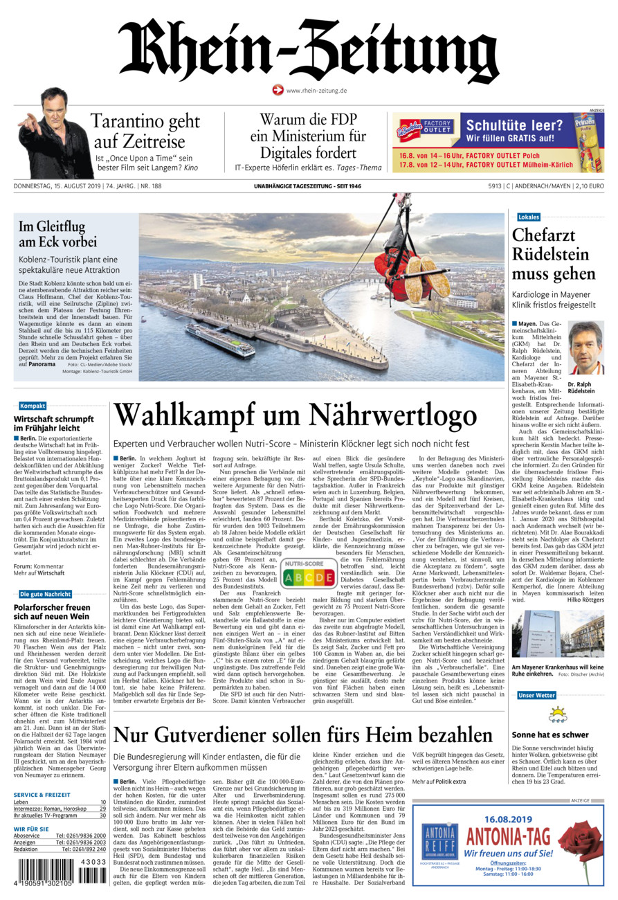 Rhein-Zeitung Andernach & Mayen vom Donnerstag, 15.08.2019
