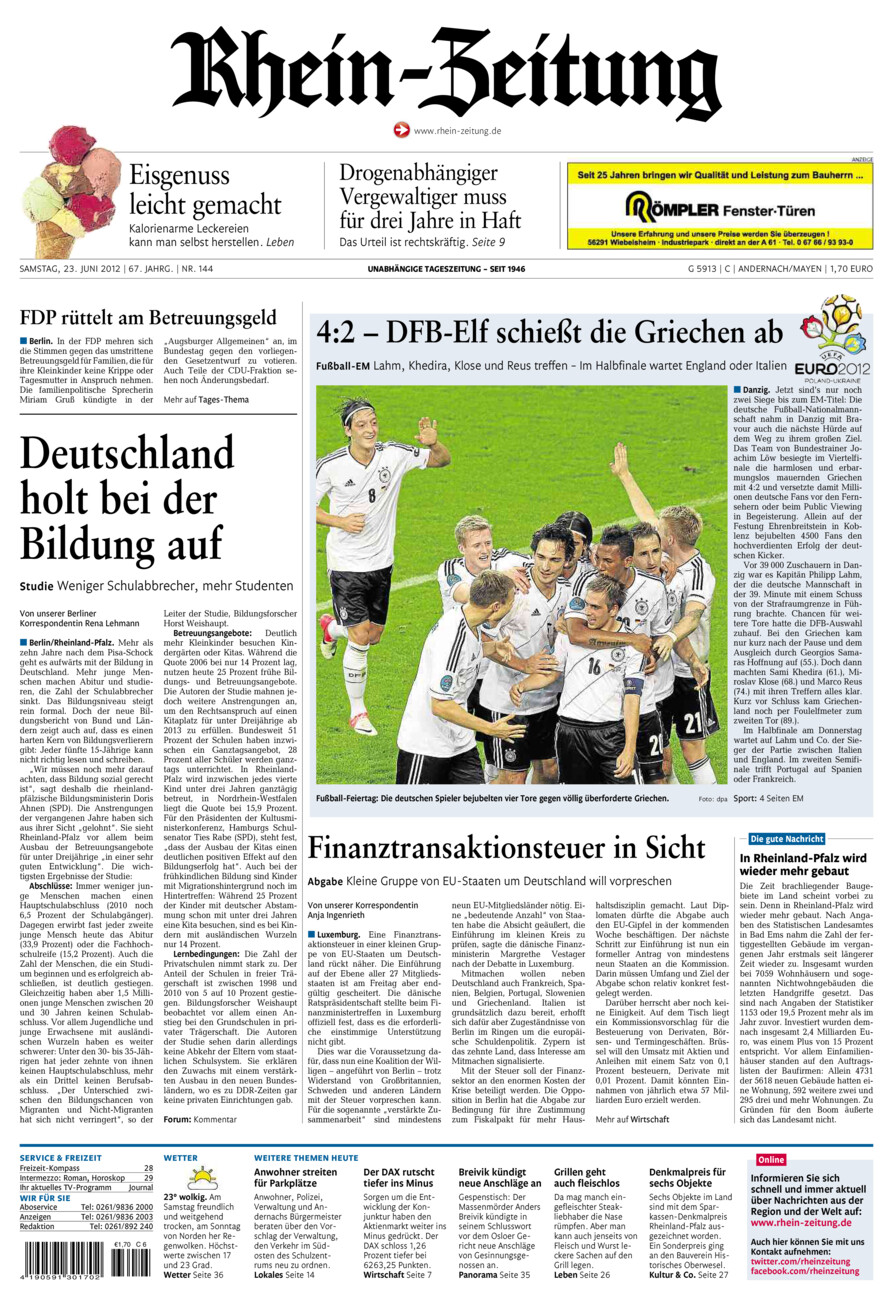 Rhein-Zeitung Andernach & Mayen vom Samstag, 23.06.2012