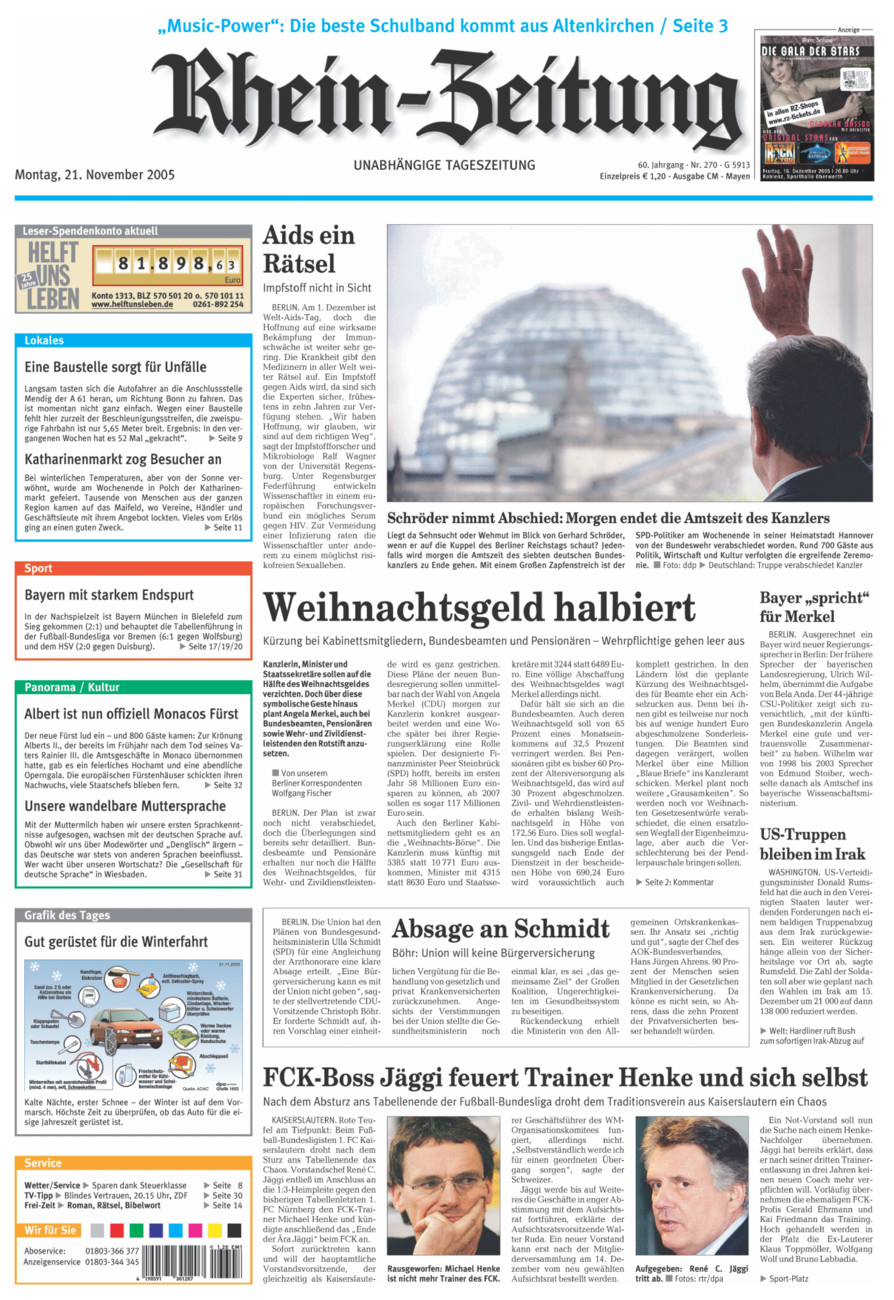 Rhein-Zeitung Andernach & Mayen vom Montag, 21.11.2005