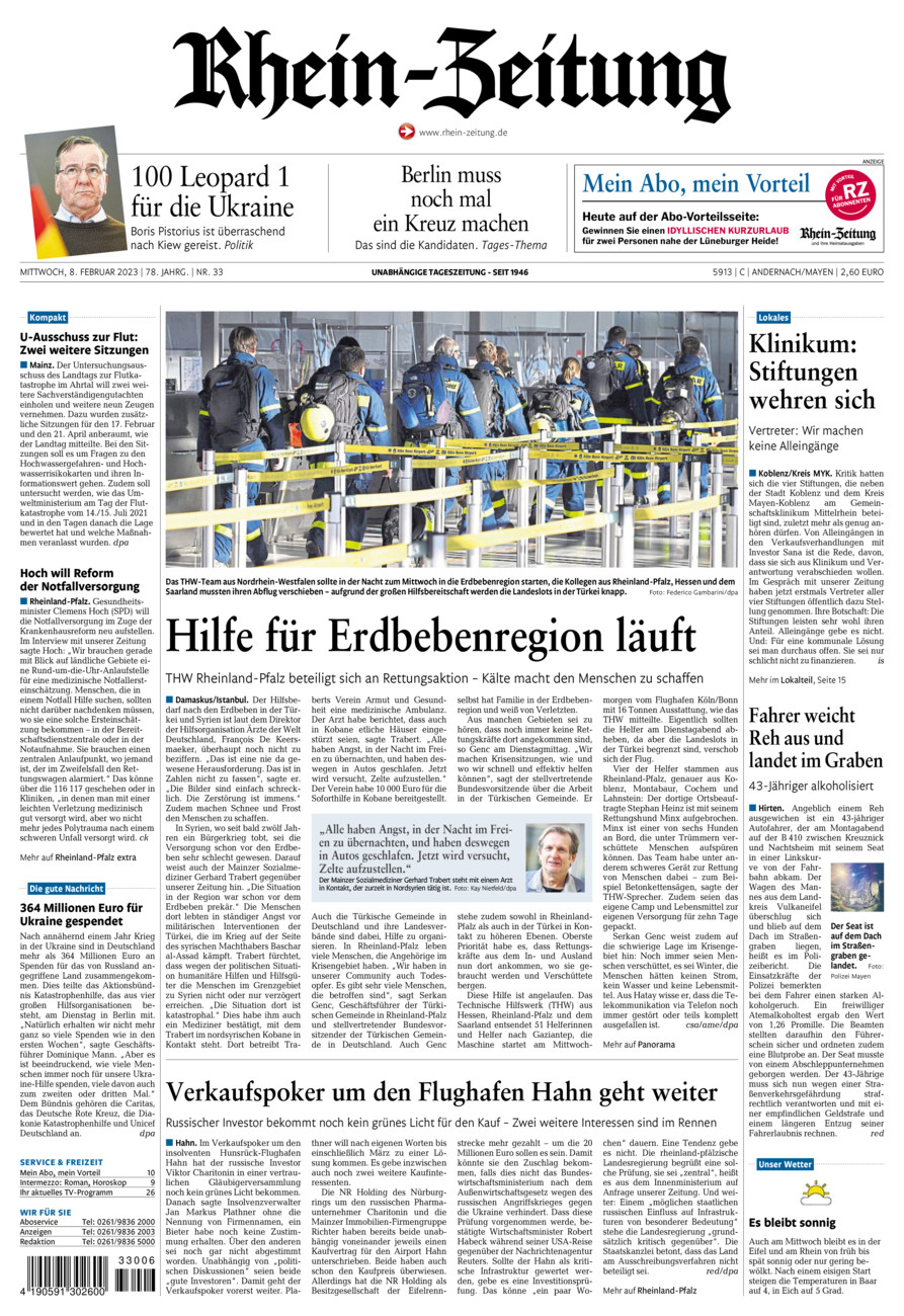 Rhein-Zeitung Andernach & Mayen vom Mittwoch, 08.02.2023