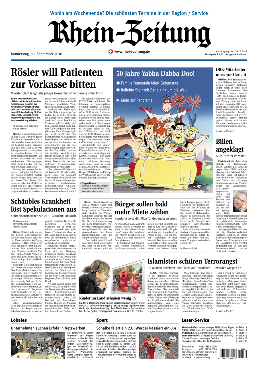 Rhein-Zeitung Andernach & Mayen vom Donnerstag, 30.09.2010