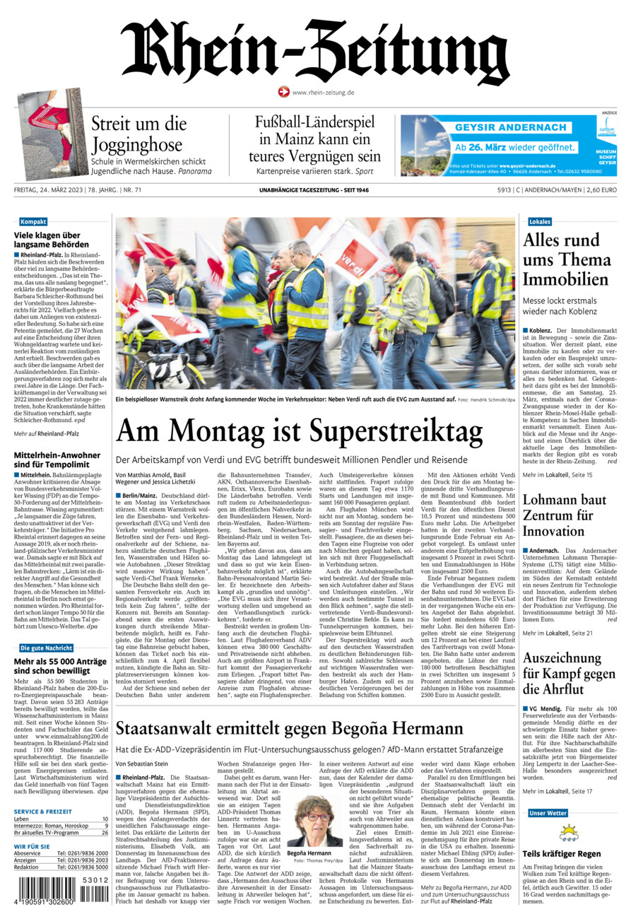 Rhein-Zeitung Andernach & Mayen vom Freitag, 24.03.2023