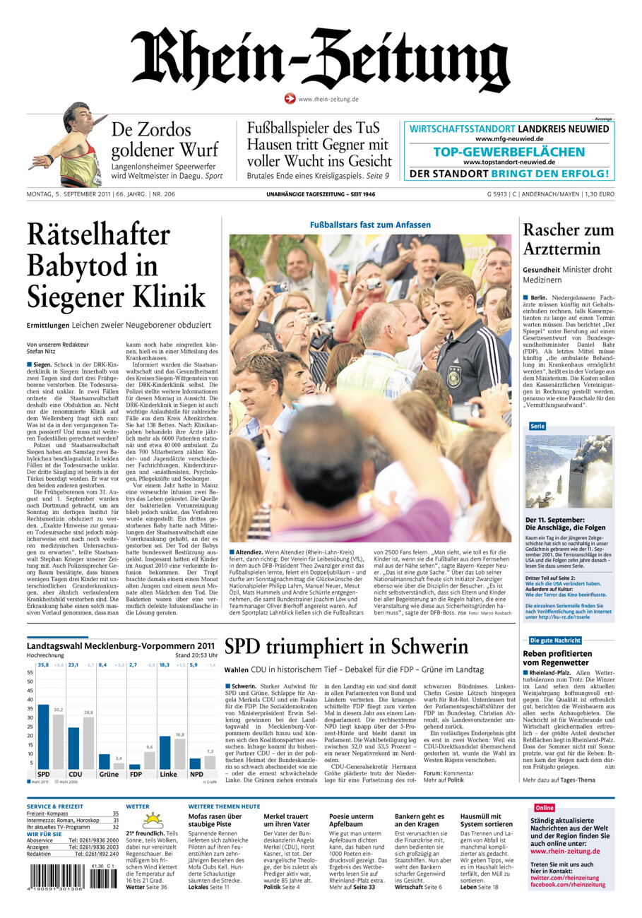 Rhein-Zeitung Andernach & Mayen vom Montag, 05.09.2011