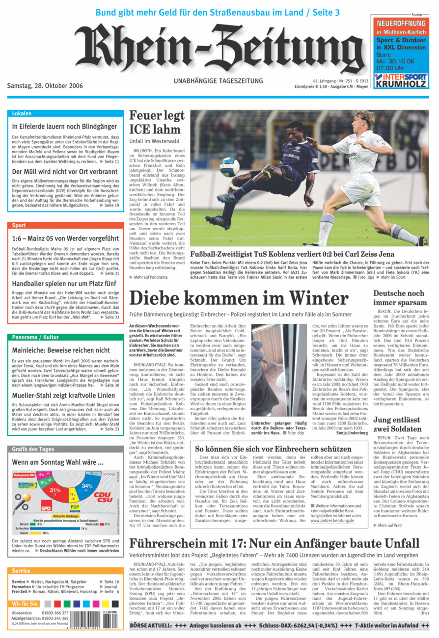 Rhein-Zeitung Andernach & Mayen vom Samstag, 28.10.2006