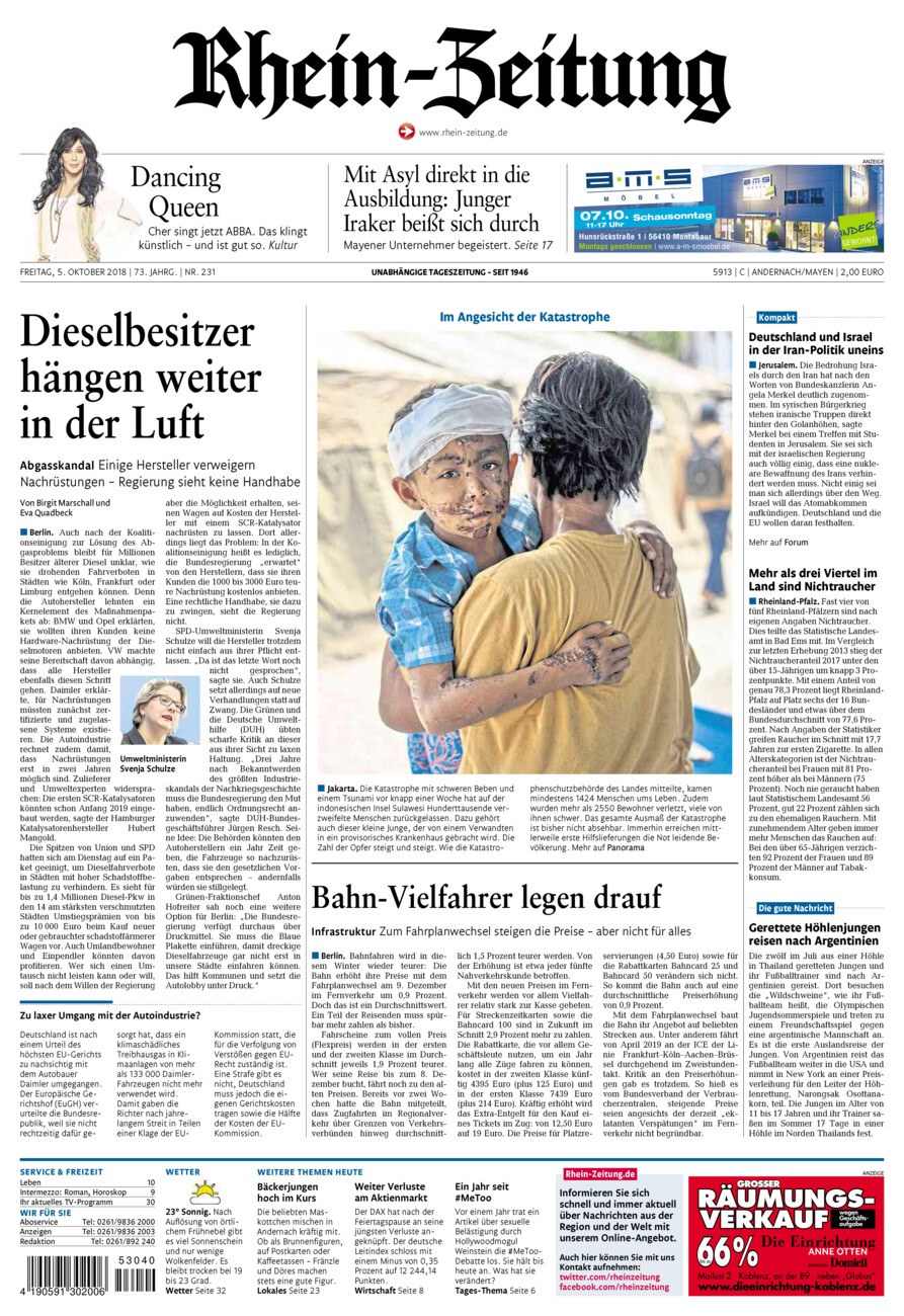 Rhein-Zeitung Andernach & Mayen vom Freitag, 05.10.2018