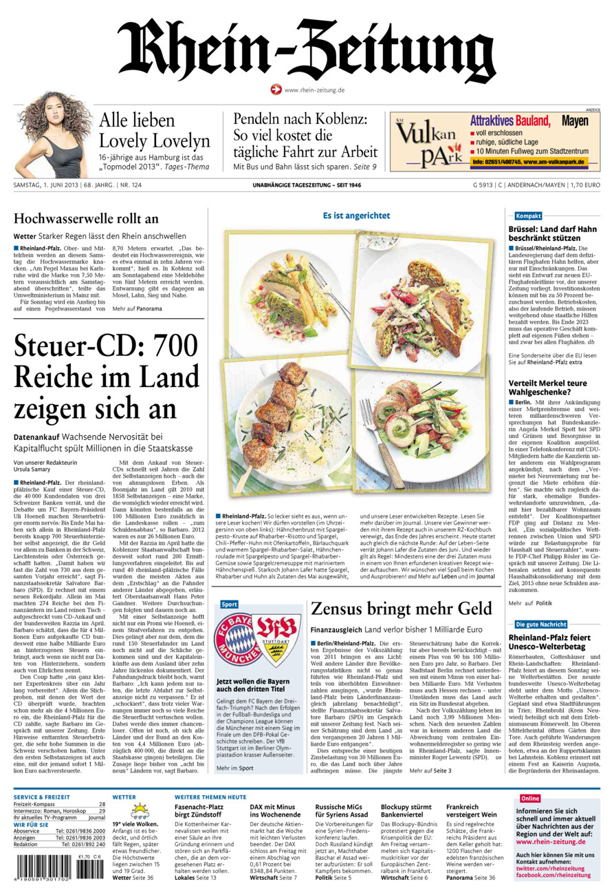 Rhein-Zeitung Andernach & Mayen vom Samstag, 01.06.2013