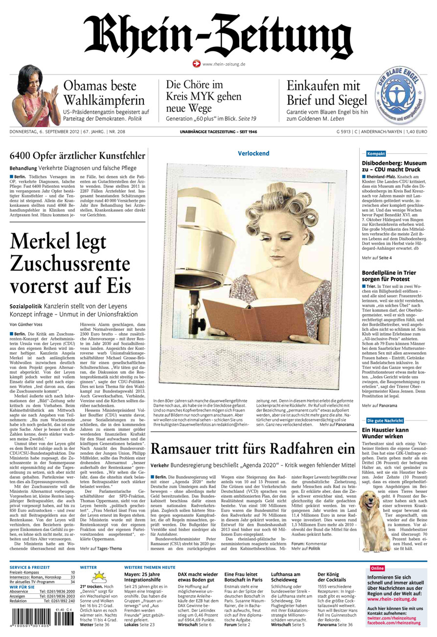 Rhein-Zeitung Andernach & Mayen vom Donnerstag, 06.09.2012
