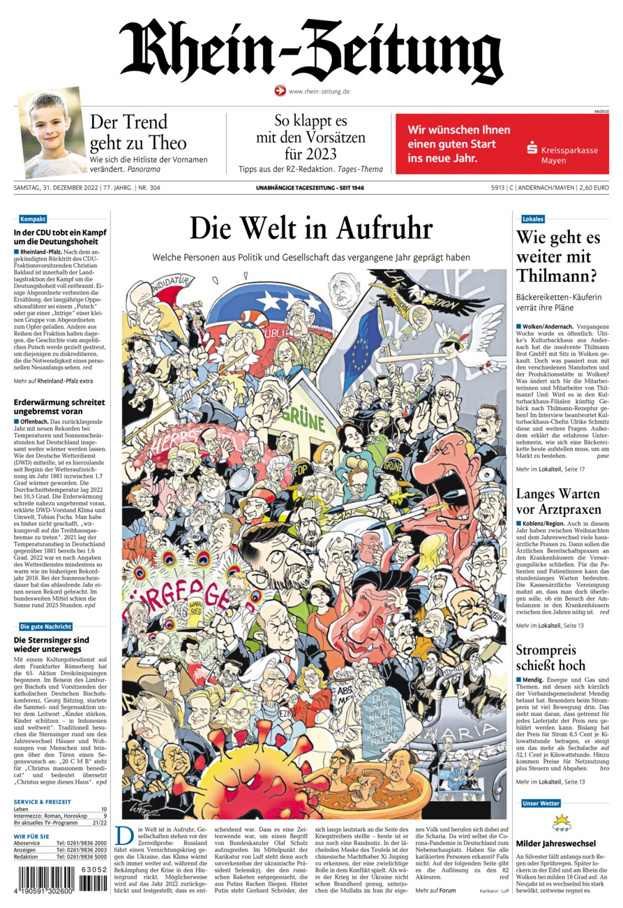 Rhein-Zeitung Andernach & Mayen vom Samstag, 31.12.2022