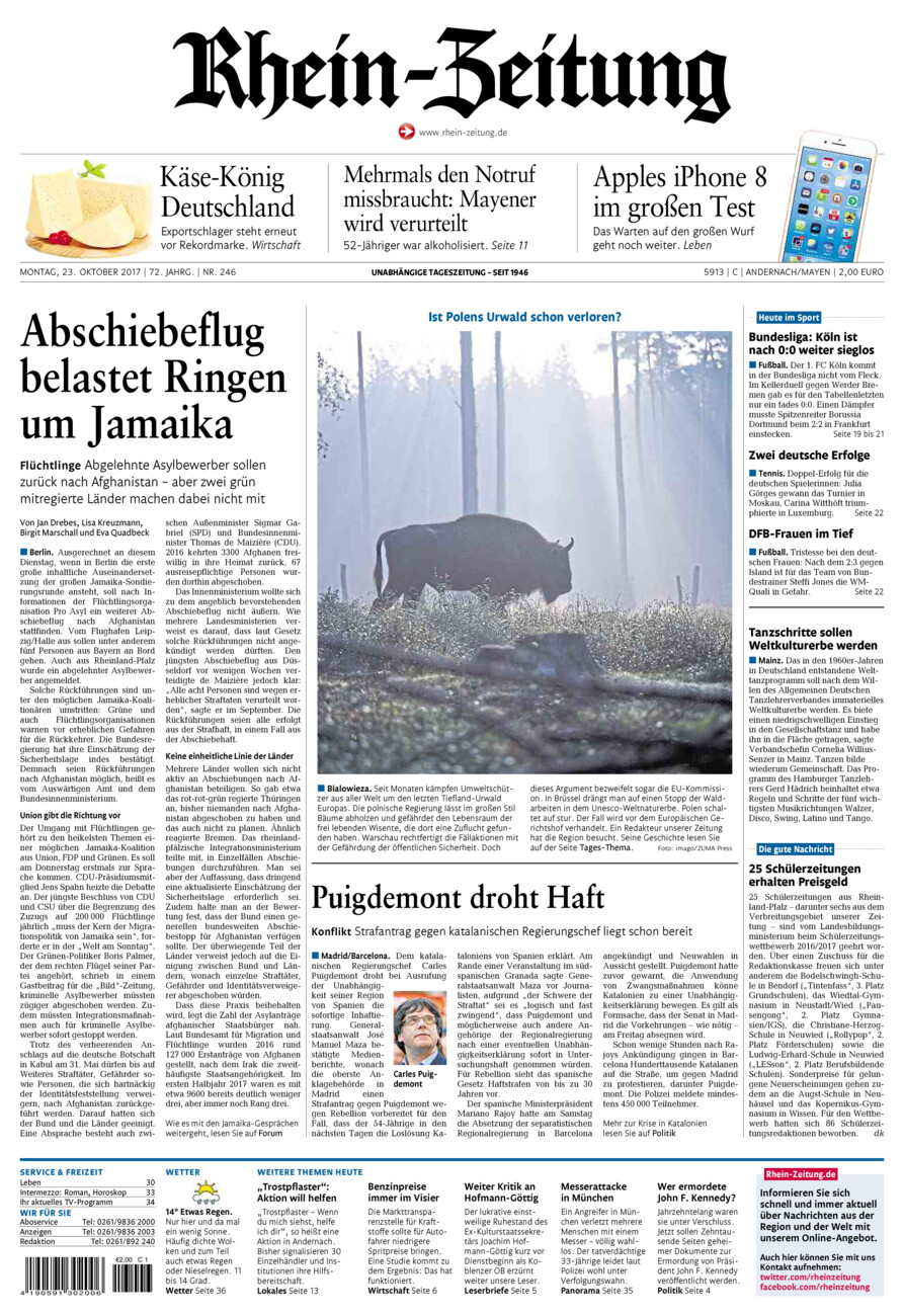 Rhein-Zeitung Andernach & Mayen vom Montag, 23.10.2017