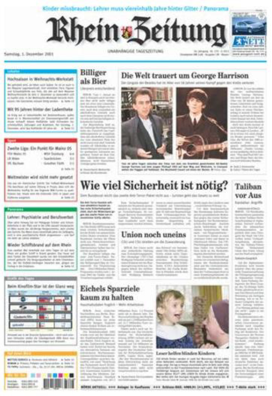 Rhein-Zeitung Andernach & Mayen vom Samstag, 01.12.2001