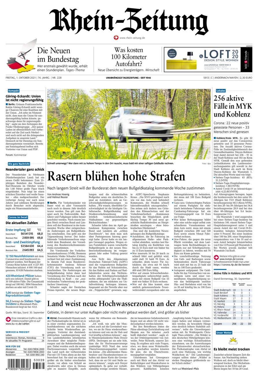 Rhein-Zeitung Andernach & Mayen vom Freitag, 01.10.2021