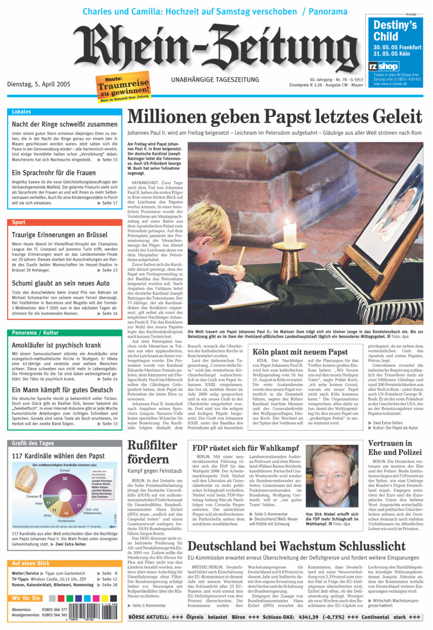 Rhein-Zeitung Andernach & Mayen vom Dienstag, 05.04.2005
