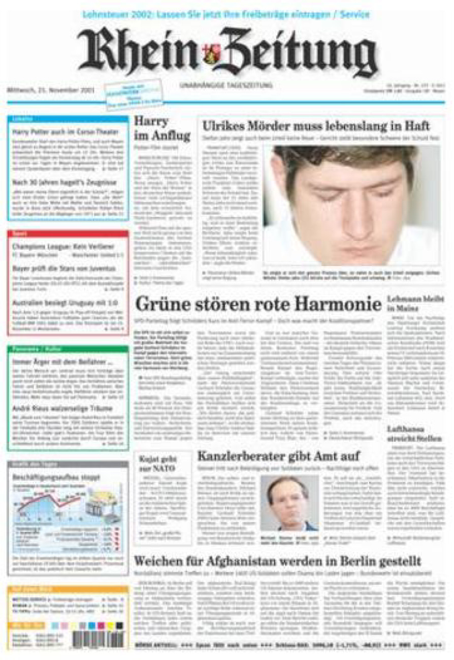 Rhein-Zeitung Andernach & Mayen vom Mittwoch, 21.11.2001