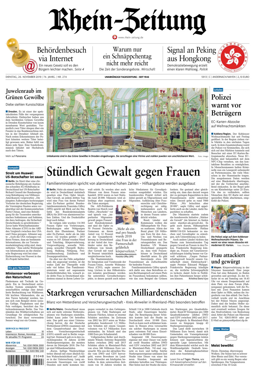 Rhein-Zeitung Andernach & Mayen vom Dienstag, 26.11.2019