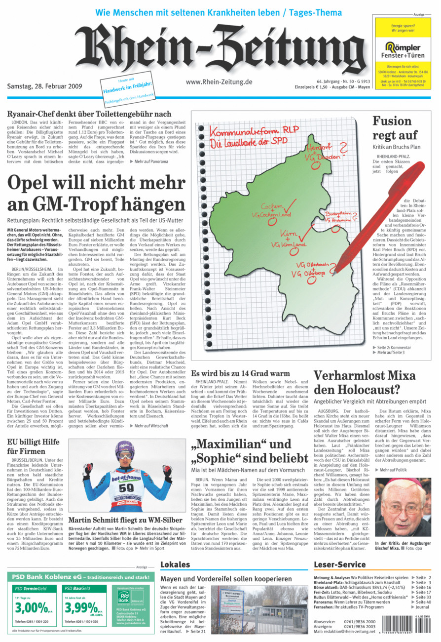 Rhein-Zeitung Andernach & Mayen vom Samstag, 28.02.2009
